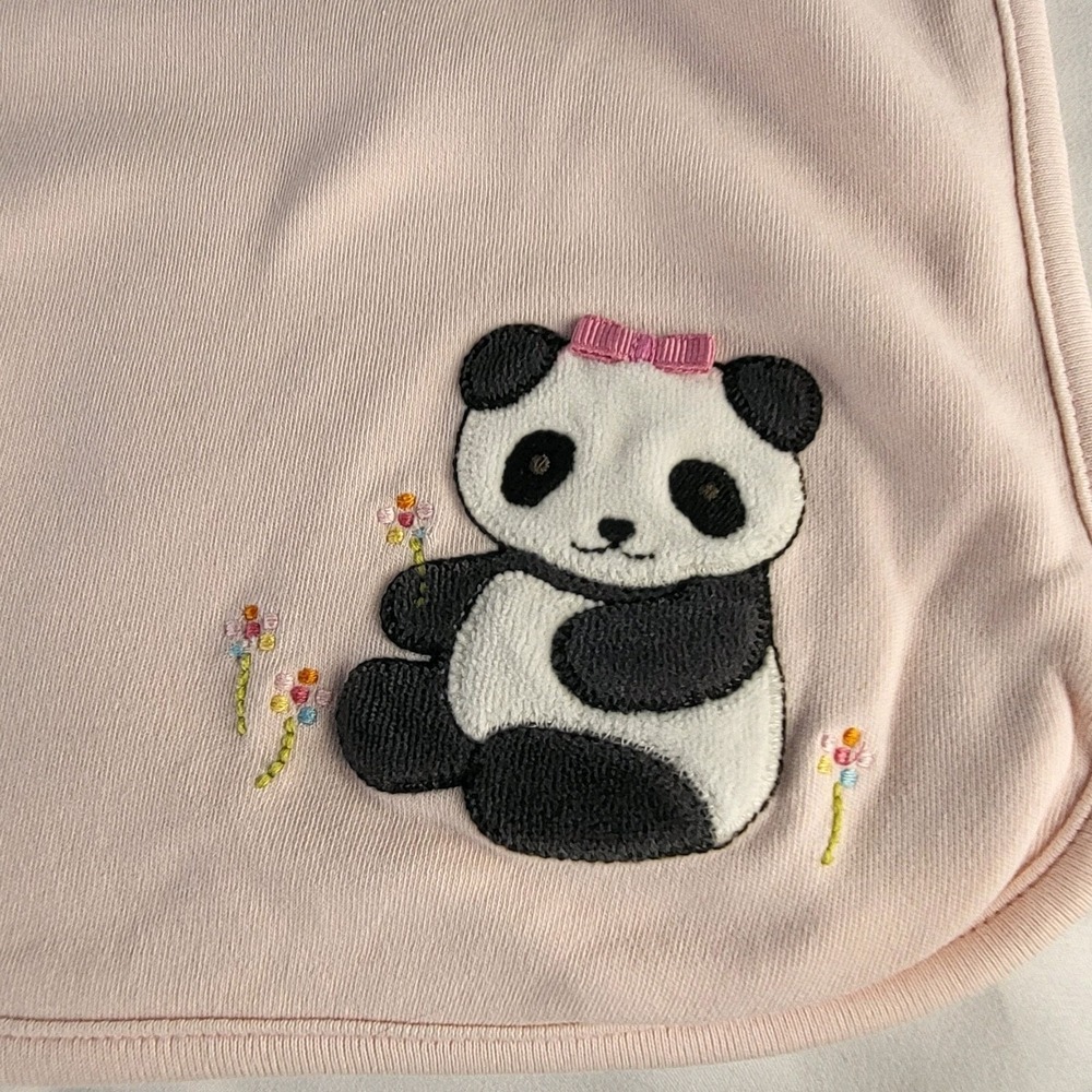 Gymboree 26"x28" Panda Bear Pink/Dots Baby Blanket Reversible 2007 Girl - Picture 3 of 9